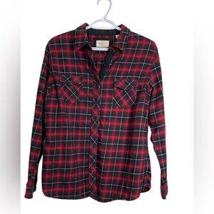 Weatherproof Plaid Flannel Shirt Black & Red